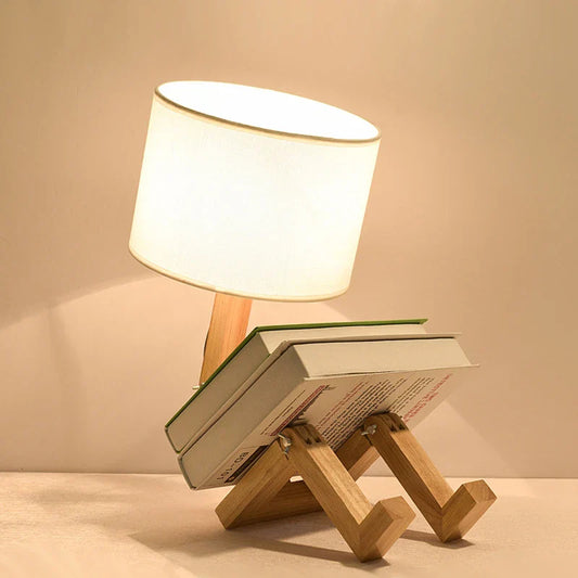 Robot Wooden LED Table Lamp